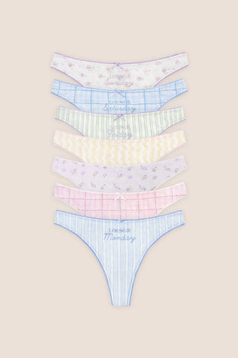 Days of the Week Thongs (7-pakke) - Multicolour Print