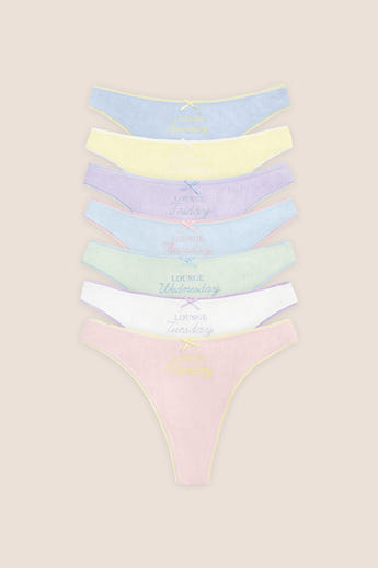 Days of the Week Thongs (7-pakke) - Multicolour Pastel