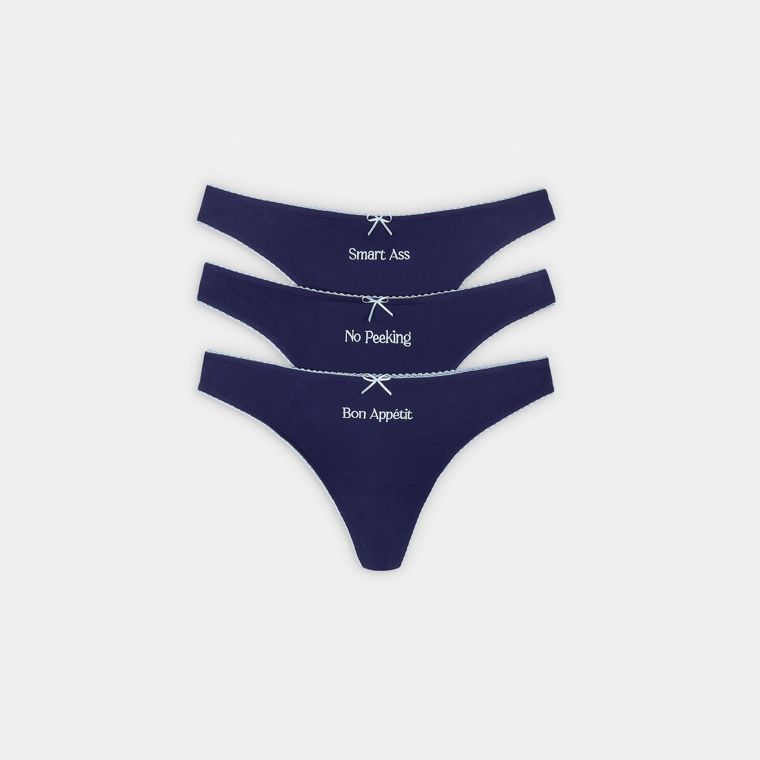 Slogan Thongs (3-pakke) - Navy